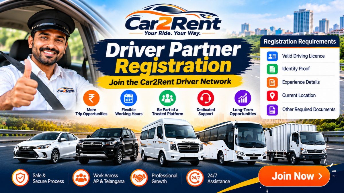 Car2Rent driver partner registration for professional drivers